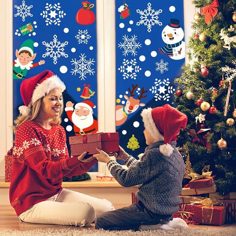 419PCS Christmas Window Stickers,Double Sided Snowflake Cling, Decorations for Glass and in Indoor,Gifts for Xmas Holiday Home Office Decor in Saudi Arabia