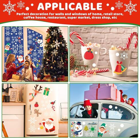 419PCS Christmas Window Stickers,Double Sided Snowflake Cling, Decorations for Glass and in Indoor,Gifts for Xmas Holiday Home Office Decor in Saudi Arabia
