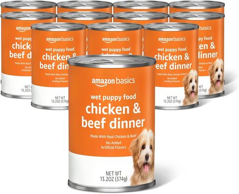 Amazon Basics Cuts in Gravy Canned Dog Food Variety Pack, Country Stew Flavor and with Beef, 13.2oz (Pack of 12) in Kuwait