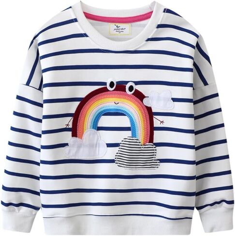 Girls Sweatshirts for Toddler Clothes Unicorn Crewneck Pullover Girl Top Long Sleeve Jumper fall for Kids 1-7 Years in Kuwait