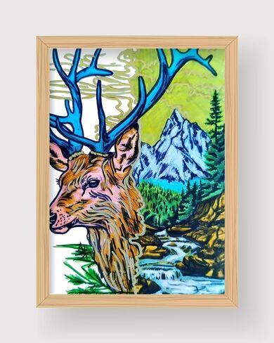 Totem Animal Deer №1 ، الرسم الأصلي المرسومة باليد ، لوحة علامة ، 4 × 6 بوصات ، دون إطار in Saudi Arabia