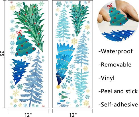 ملصقات جدارية لشجر الصنوبر الشتوي من Mfault، ألوان مائية لتزيين شجرة عيد الميلاد على شكل ندفة الثلج فن غرفة النوم، ديكور موسمي لعطلة عيد الميلاد والمطبخ المنزلي in Kuwait