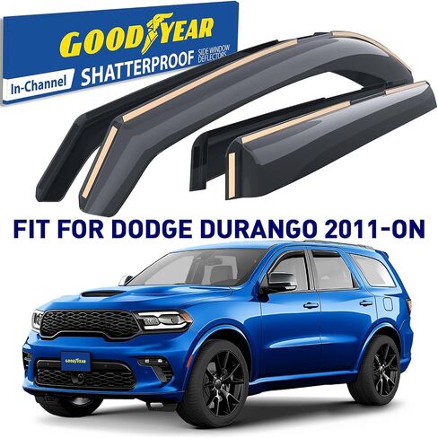 Goodyear Shatterproof Inflectors في Dodge Durango 2011-2025 ، حراس المطر ، أقنعة النوافذ للسيارات ، منحرف التنفيس ، إكسسوارات السيارات ، 4 أجهزة كمبيوتر-GY008116 in Saudi Arabia