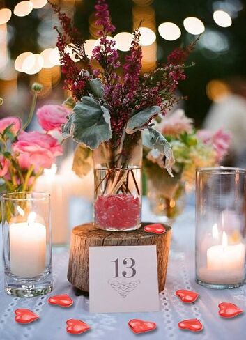 Fangoo 110 Pieces Red Pink Acrylic Heart Gems for Valentine's Day Decor Heart Rocks Vase Filler Table Scatter for DIY Crafts Engagement Wedding Anniversary Home Decoration in Kuwait