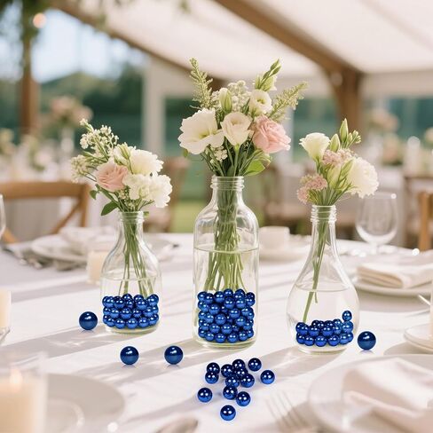 350Pcs Navy Blue Vase Filler Pearl Beads for Crafting 12mm Beads No Holes Decor Suitable for Wedding Decor, Party Decorations, Centerpiece Table Decorations in Kuwait
