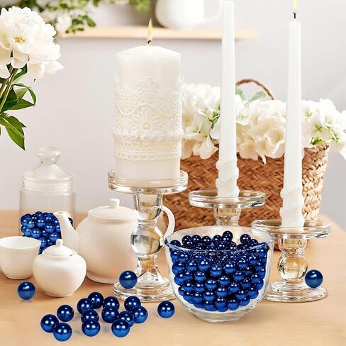 350Pcs Navy Blue Vase Filler Pearl Beads for Crafting 12mm Beads No Holes Decor Suitable for Wedding Decor, Party Decorations, Centerpiece Table Decorations in Kuwait