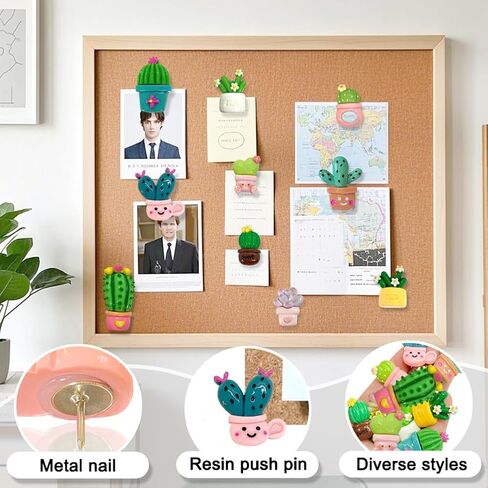 30 PCS Cactus Push Pins Cute Plant Cactus Thumbtack for Decoration Cork Process Process Photo Photo Photo Office (Plant Push PIN) in Kuwait