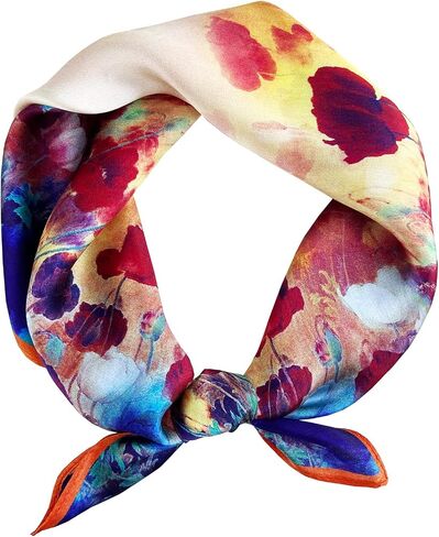 100 ٪ Mulberry Silk Scarf 21 "x21" خفيفة الوزن رقمي رقمي صغير مربع للنساء ، Bandana Neckerchief Fashion in Kuwait