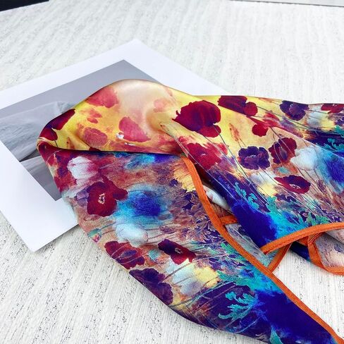 100 ٪ Mulberry Silk Scarf 21 "x21" خفيفة الوزن رقمي رقمي صغير مربع للنساء ، Bandana Neckerchief Fashion in Kuwait