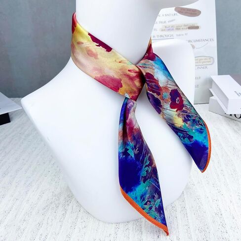 100 ٪ Mulberry Silk Scarf 21 "x21" خفيفة الوزن رقمي رقمي صغير مربع للنساء ، Bandana Neckerchief Fashion in Kuwait