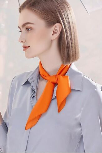 CHUNG Women's Square Satin Scarf 27.5" Bandanas Solid 50s Retro Neck Scarves Emulation Silk Handbag Hair Ribbons Necktie in Kuwait