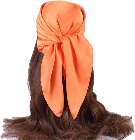 CHUNG Women's Square Satin Scarf 27.5" Bandanas Solid 50s Retro Neck Scarves Emulation Silk Handbag Hair Ribbons Necktie in Kuwait