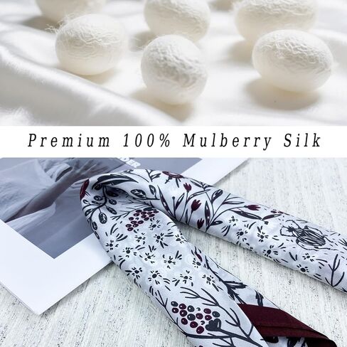 100 ٪ Mulberry Silk Scarf 21 "x21" خفيفة الوزن رقمي رقمي صغير مربع للنساء ، Bandana Neckerchief Fashion in Kuwait