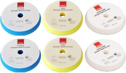 RUPES WF Series 5.5" Rotary Waffle Foam Pads Bundle - Includes 2 Coarse, 2 Fine and 2 Ultra-Fine Foam Pads - Tailored to Meet The Diverse Needs of Automotive Detailing in Saudi Arabia