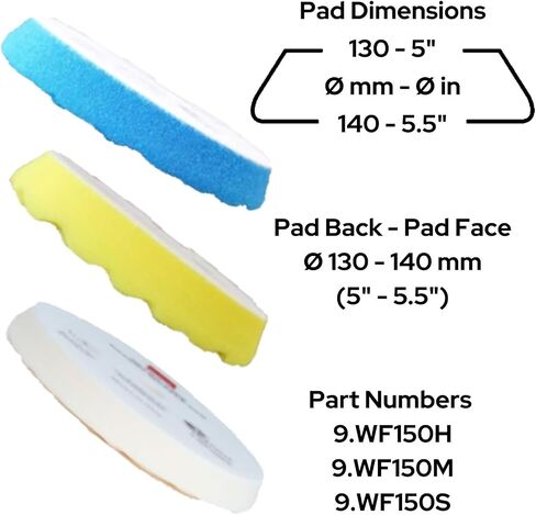 RUPES WF Series 5.5" Rotary Waffle Foam Pads Bundle - Includes 2 Coarse, 2 Fine and 2 Ultra-Fine Foam Pads - Tailored to Meet The Diverse Needs of Automotive Detailing in Saudi Arabia