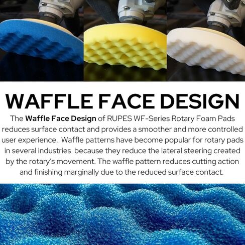 RUPES WF Series 5.5" Rotary Waffle Foam Pads Bundle - Includes 2 Coarse, 2 Fine and 2 Ultra-Fine Foam Pads - Tailored to Meet The Diverse Needs of Automotive Detailing in Saudi Arabia