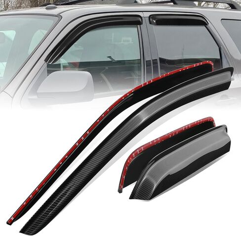 Auto Dynasty Set of 4 Carbon Fiber Pattern Window Visors Compatible with 2001-2012 Ford Escape Mazda Tribute Mercury Mariner, Tape-On Rain Guards Shield Vent Shade Deflector Glossy Black in Saudi Arabia