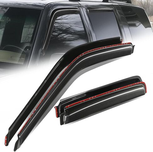 Auto Dynasty Set of 4 Carbon Fiber Pattern Window Visors Compatible with 2001-2012 Ford Escape Mazda Tribute Mercury Mariner, Tape-On Rain Guards Shield Vent Shade Deflector Glossy Black in Saudi Arabia