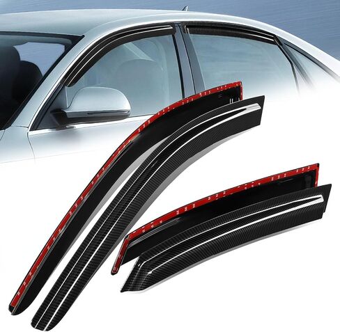 Auto Dynasty Set of 4 Carbon Fiber Pattern Window Visors Compatible with 2001-2012 Ford Escape Mazda Tribute Mercury Mariner, Tape-On Rain Guards Shield Vent Shade Deflector Glossy Black in Saudi Arabia