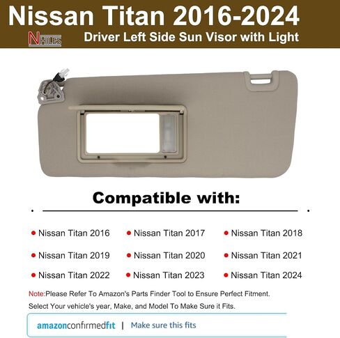 NHILES DRIVER SIDE SIDE SIDE SUN POSOR يناسب نيسان تيتان 2016-2024 SUNSHADE مع الضوء 96401-EZ70B اللون الرمادي in Kuwait