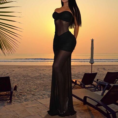 فساتين شبكية مثير للنساء ترى من خلال ملابس اللباس Maxi BodyCon in Kuwait