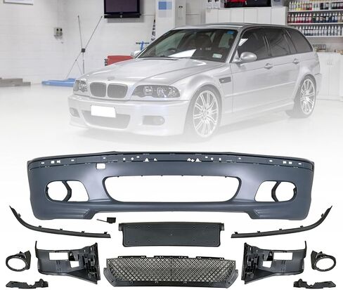 E46 M3 Bumper Kit - Front Bumper Cover Grille Kit Compatible with 1999-2003 B-MW E46 M3 4dr 2dr SEDAN 51118195284 in Saudi Arabia