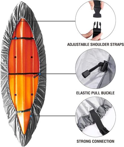 أغطية قوارب الكاياك المقاومة للماء من ريدكامب، أغطية زورق للحماية من الأشعة فوق البنفسجية ضد الغبار وإكسسوارات الكاياك للتخزين الداخلي والخارجي، مناسبة لـ 3.1-3.5 م/10.2-11.5 قدم، مموهة in Kuwait