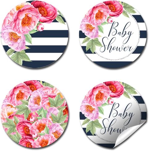 Watercolor Sunflower & Peony Floral with Pumpkins Fall Baby Shower Kiss Sticker Labels, 300 0.75" Circle Stickers for Chocolate Kisses Amanda Creation, Great for Favors, Treats, Envelopes & Bags in Saudi Arabia
