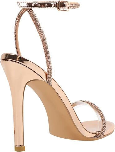 richealnini Rhinestones Strappy Sandals for Women Ankle Strap Stiletto High Heels Sexy Heels for Women Crystal Heels Diamond Heeled Sandals Gold Party Dancing Shoes Size 12 in Saudi Arabia