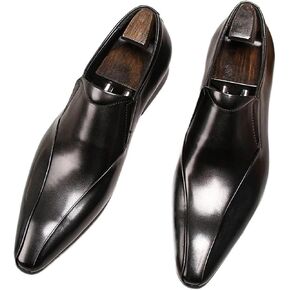 Dress Shoes for Men Men's Pointed Black Casual Leather Flats Stylish Comfortable Footwear for Everyday Wear in Saudi Arabia