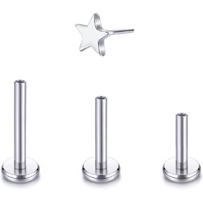 Oveta G23 Titanium Threadless Labret Piercing Jewelry 16G 18G Push Pin Cartilage Helix Tragus Piercing Earrings for Women Heart/Moon/Lightning/Corss/Star Round Ball/CZ Shape in Kuwait