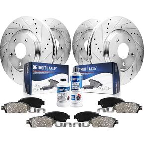 Detroit Axle - Brake Kit for 2003-2011 Ford Crown Victoria Mercury Grand Marquis Drilled & Slotted Brake Rotors and Ceramic Brakes Pads 2004 2005 2006 2007 2008 2009 2010 Front and Rear Replacement in Saudi Arabia