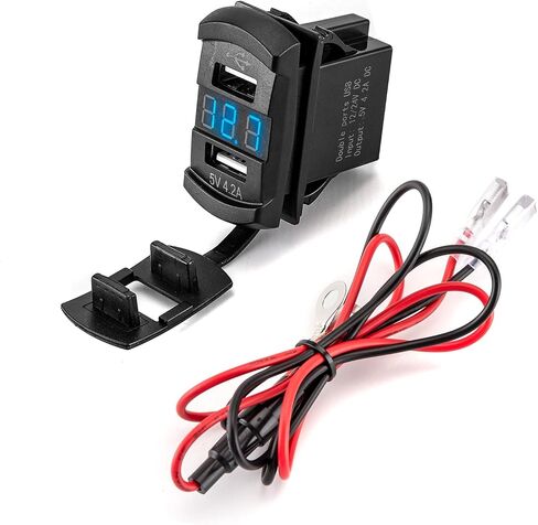 WSAYS 12V USB Rocker Switch Dual Charger/Outlet مع عرض Voltmeter LED متوافق مع UTVS ATVS TRUCTS TRUCTS BOOTS RVS CAMPERS in Saudi Arabia