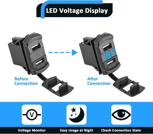 WSAYS 12V USB Rocker Switch Dual Charger/Outlet مع عرض Voltmeter LED متوافق مع UTVS ATVS TRUCTS TRUCTS BOOTS RVS CAMPERS in Saudi Arabia