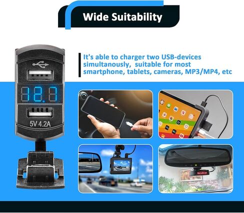 WSAYS 12V USB Rocker Switch Dual Charger/Outlet مع عرض Voltmeter LED متوافق مع UTVS ATVS TRUCTS TRUCTS BOOTS RVS CAMPERS in Saudi Arabia