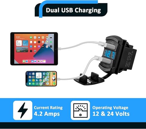 WSAYS 12V USB Rocker Switch Dual Charger/Outlet مع عرض Voltmeter LED متوافق مع UTVS ATVS TRUCTS TRUCTS BOOTS RVS CAMPERS in Saudi Arabia