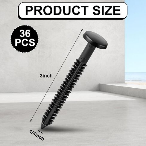 Blulu 36 Pcs 3 Inch Vinyl Shutter Fastener Window Panel Peg Lok Pin Pegs Screws Shutter Spikes Anchor (Black) in Kuwait