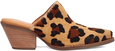 Dingo Womens Calico Cow Round Toe Mule Slip On Casual Boots Ankle Low Heel 1-2" - Black, White in Saudi Arabia