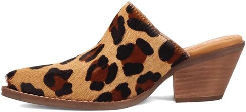 Dingo Womens Calico Cow Round Toe Mule Slip On Casual Boots Ankle Low Heel 1-2" - Black, White in Saudi Arabia