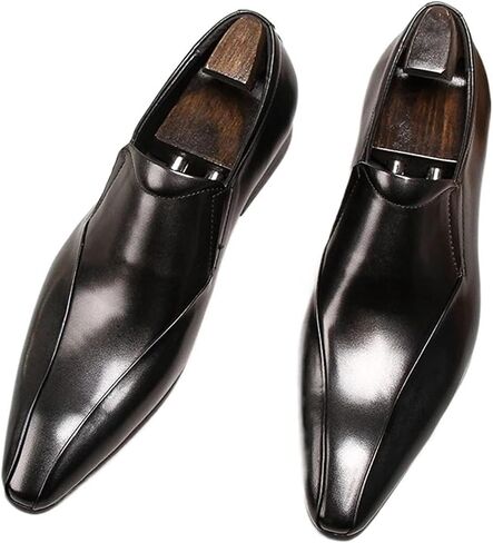 Dress Shoes for Men Men's Pointed Black Casual Leather Flats Stylish Comfortable Footwear for Everyday Wear in Saudi Arabia