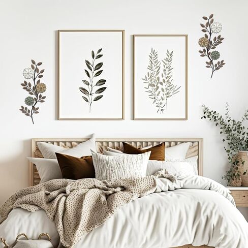 MorningRo 2 Pcs Metal Flower Leaves Wall Art 15.75 Inch Spring Wall Decor Metal Leaf Wall Art Vintage Leaf Wall Hanging Rustic Wall Decor for Holiday Indoor Outdoor (Green) in Kuwait