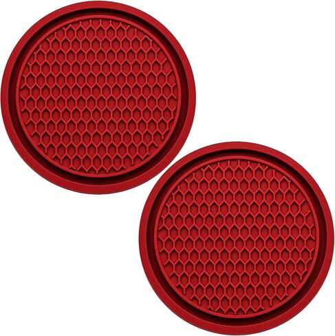 2PCS Car Cup Holder Coaster, Universal Auto Non-Slip Cup Holder Coaster, 2.75In Universal Non-Slip Recessed Car Interior Accessories (Red) in Kuwait