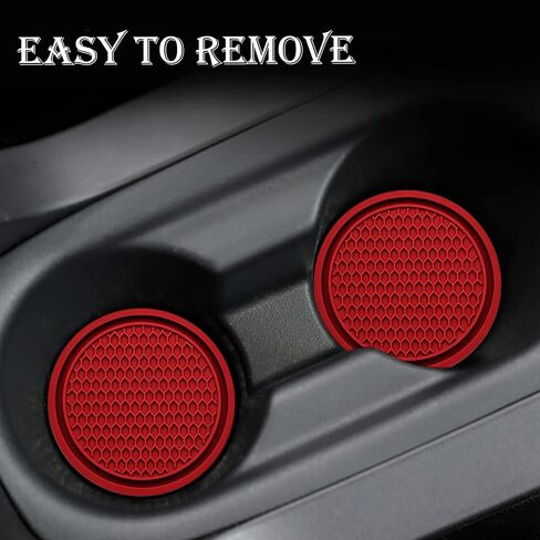 2PCS Car Cup Holder Coaster, Universal Auto Non-Slip Cup Holder Coaster, 2.75In Universal Non-Slip Recessed Car Interior Accessories (Red) in Kuwait