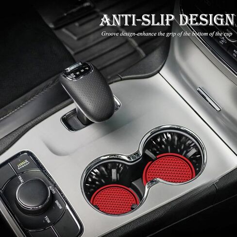2PCS Car Cup Holder Coaster, Universal Auto Non-Slip Cup Holder Coaster, 2.75In Universal Non-Slip Recessed Car Interior Accessories (Red) in Kuwait