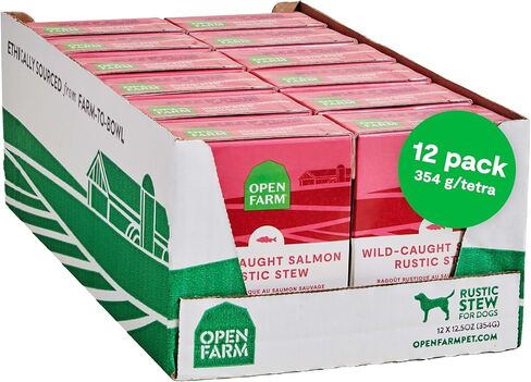 Open Farm Open Salmon Salmon Rustic Stew Cog Food ، وجبات خالية من الحبوب أو الطعام مع اللحوم والموجودات الخارقة للمسؤولية بدون مكونات اصطناعية ، 12.5 أوقية (حزمة من 12 صناديق) in Kuwait