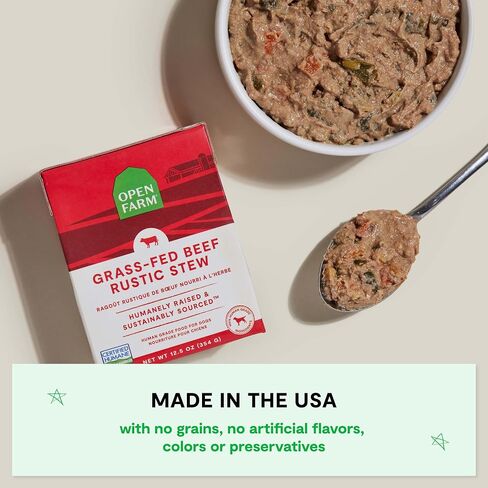Open Farm Open Salmon Salmon Rustic Stew Cog Food ، وجبات خالية من الحبوب أو الطعام مع اللحوم والموجودات الخارقة للمسؤولية بدون مكونات اصطناعية ، 12.5 أوقية (حزمة من 12 صناديق) in Kuwait