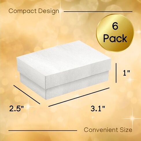 Jewelry Gift Boxes 6 Pack 3.1x2.25x1 inch Cardboard Jewelry Box, Cotton Filled Small Jewelry Gifts Boxes With Lids | For Earring, Bracelet, Necklace, Rings, Gift Boxes For Presents Brown in Kuwait