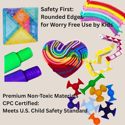Travel Fidget Toy مجموعة للأطفال 26pcs مجموعة الحسية لإخفاء الإجهاد إبداع الفوضى شاشة مجانية تشمل حقيبة شاطئية للتخزين مثالية لتخزين الطائرات على الطريق هدية عيد ميلاد هدية عيد ميلاد in Saudi Arabia