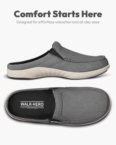 Mens Slippers with Arch Support, Breathable House Slippers for Men with Velvet Lining, Orthopedic Slip On Clog for Plantar Fasciitis, Indoor Outdoor House Shoes with Anti-Skid Rubber Sole in Saudi Arabia