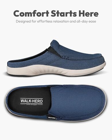 Mens Slippers with Arch Support, Breathable House Slippers for Men with Velvet Lining, Orthopedic Slip On Clog for Plantar Fasciitis, Indoor Outdoor House Shoes with Anti-Skid Rubber Sole in Saudi Arabia